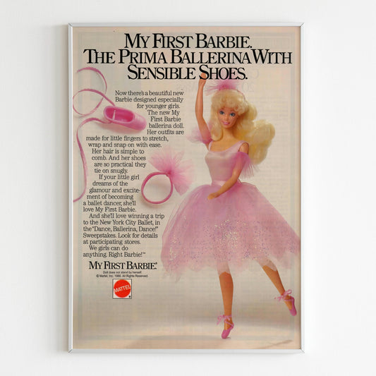 Barbie Doll Advertising Poster, 70's Style Print, Ad Wall Art, Vintage Design Magazine, My First Barbie Doll Fashion Ads Poster