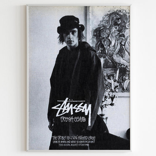 Stussy Streetwear Advertising Poster, Thrasher Style 80s Print, Vintage Ad Wall Art, Skateboarding Magazine Retro Advertisement