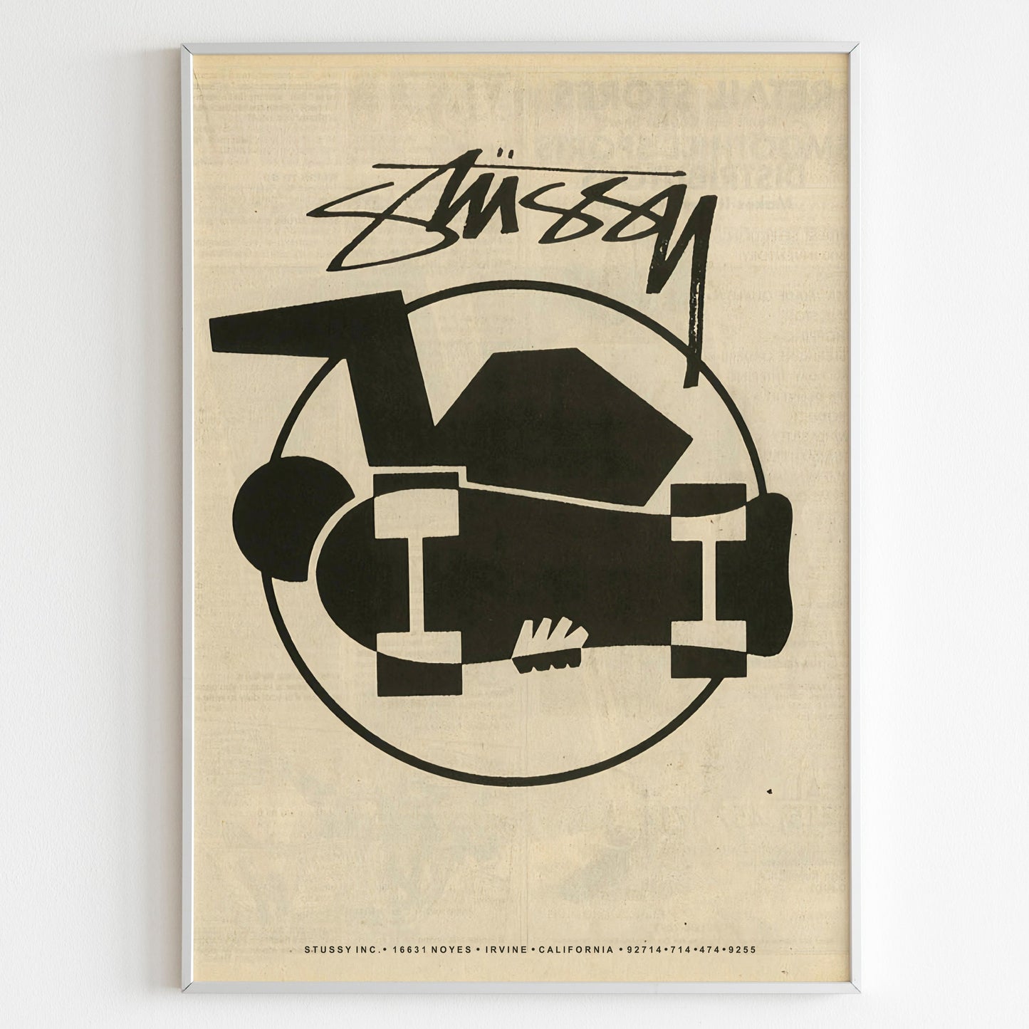 Stussy Streetwear Advertising Poster, Thrasher Style 80s Print, Vintage Ad Wall Art, Skateboarding Magazine Retro Advertisement