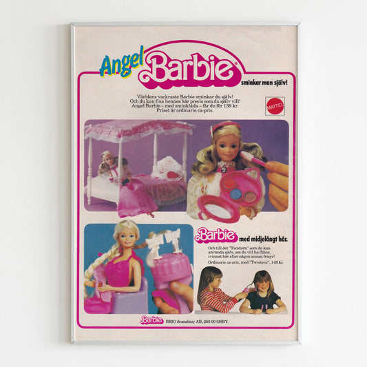 Barbie Doll Advertising Poster, 70's Style Print, Ad Wall Art, Vintage Design Magazine, Doll Fashion Ads Poster