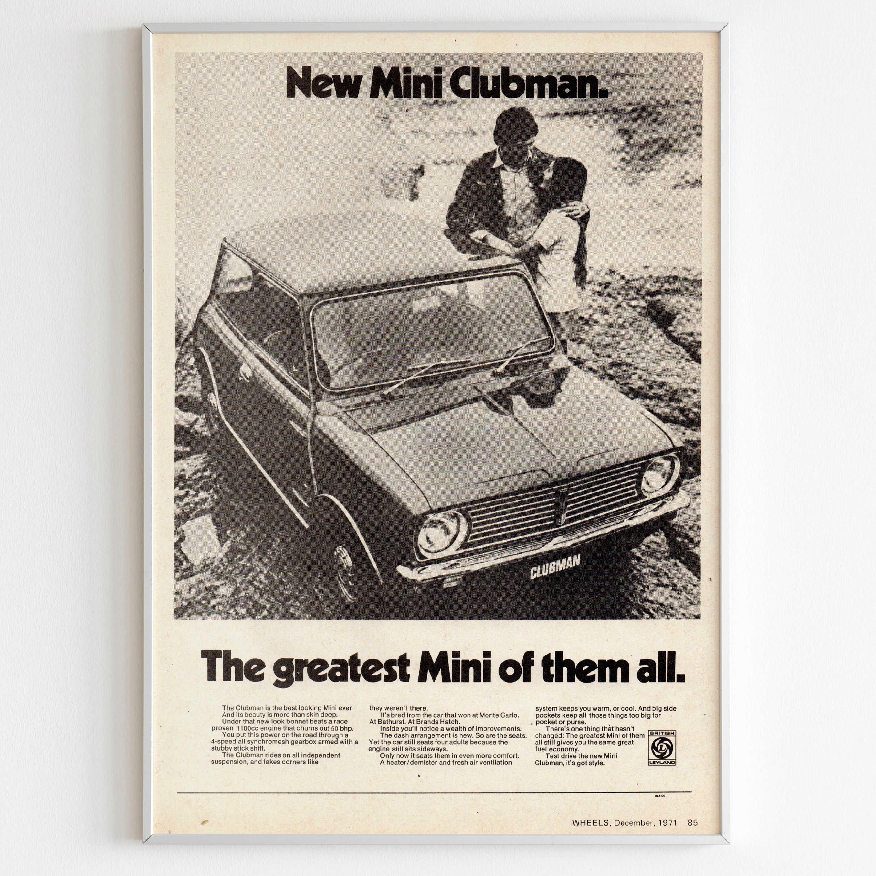 Mini Cooper Clubman 1971 Advertising Poster, 70s Auto Style Print ...