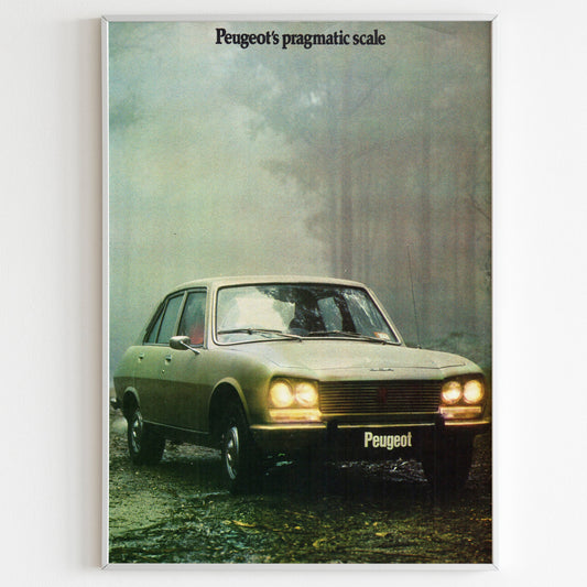 Peugeot 504 Advertising Poster, 70s France Auto Style Print, Vintage Design Poster, Racing Ad Wall Art, Magazine Retro Advertisement