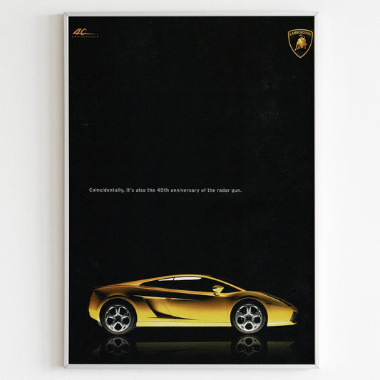 Lamborghini Advertising Poster, Sport Car 00s Style Print, Vintage Design, Racing Ad Wall Art, Magazine Retro Advertisement