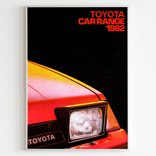Toyota Car Range 1982 Advertising Poster, 80s Style Print, Vintage Design, Racing Ad Wall Art, Magazine Retro Advertisement