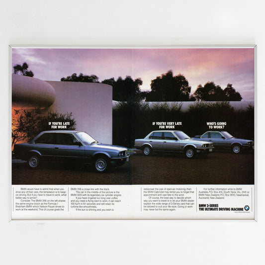 BMW Advertising Poster, 90s BMW M-Style Print, Vintage Design, Racing Ad Wall Art, Magazine Retro Advertisement