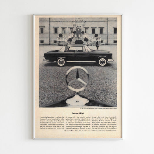Mercedes-Benz Advertising Poster, 60s Style Print, Vintage Design Poster, Racing Ad Wall Art, Magazine Retro Advertisement