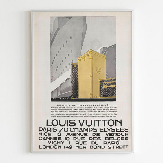 Louis Vuitton Advertising Poster, 30's / 40's Style Print, Vintage Design Magazine, Ad Wall Art, Luxury Fashion Poster, Retro Advertisement