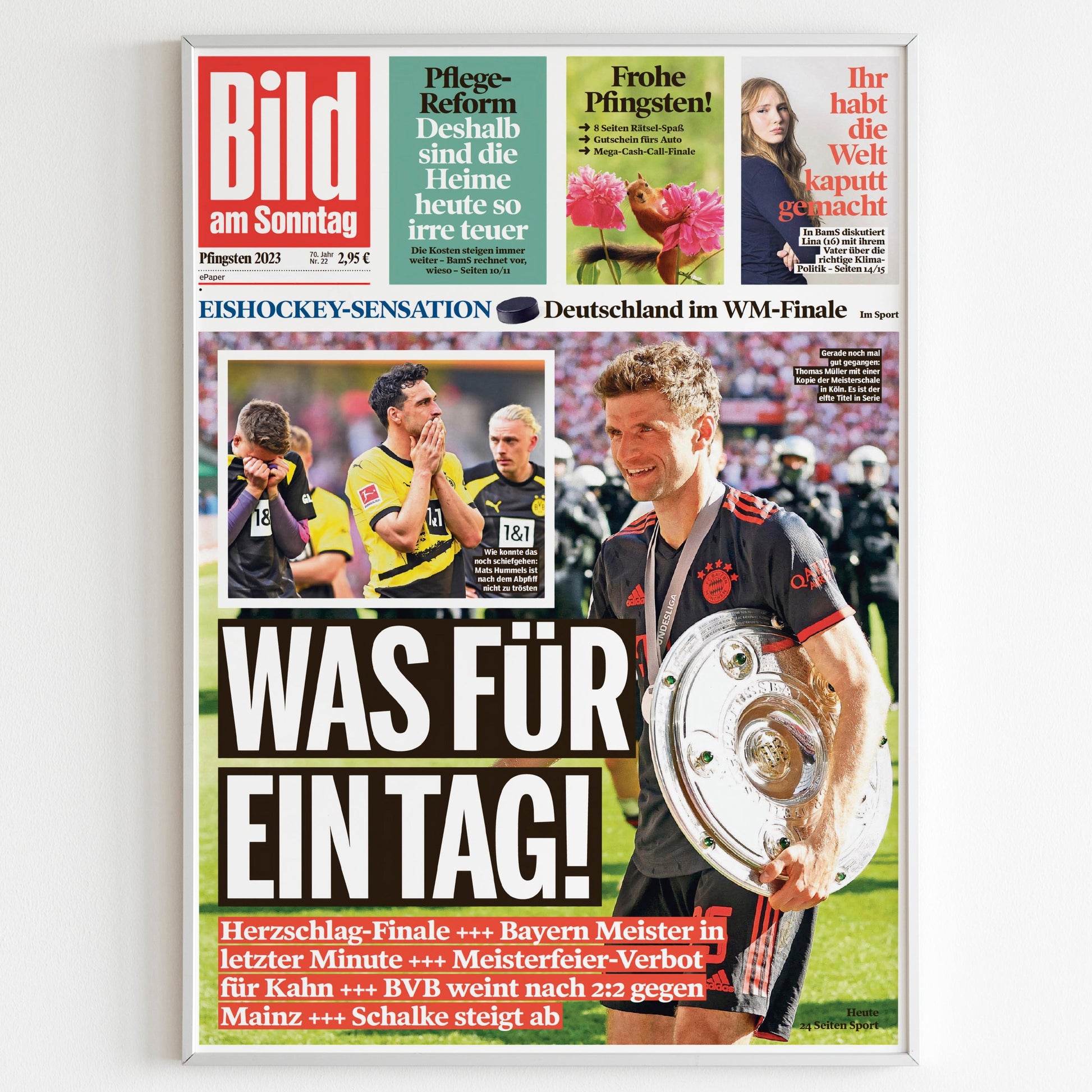 Bayern Munich 2022 / 2023 Bundesliga Champions Front Cover Bild Poster, Football Club Print, Magazine Front Page Munchen Wall Poster