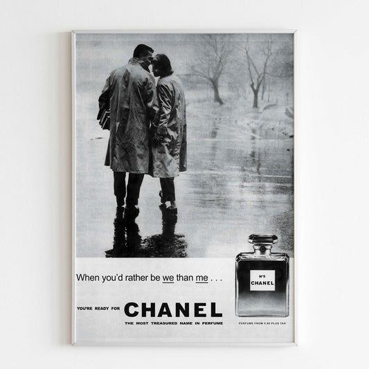 Chanel No 5 Perfume Advertising Poster, 60's Style Print, Ad Wall Art, Vintage Design Magazine, Luxury Fashion Ads Poster When you'd rather be we than me you are ready for Chanel