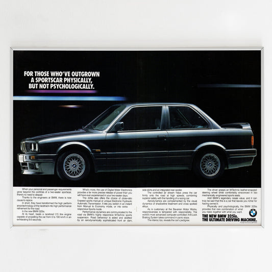 BMW 325is Advertising Poster, 90s BMW M-Style Print, Vintage Design, Racing Ad Wall Art, Magazine Retro Advertisement