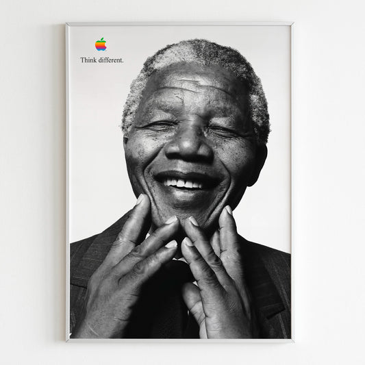 Apple Nelson Mandela "Think Different" Advertising Poster, 90s Retro Style Print, Vintage Wall Art, Magazine Retro Advertisement
