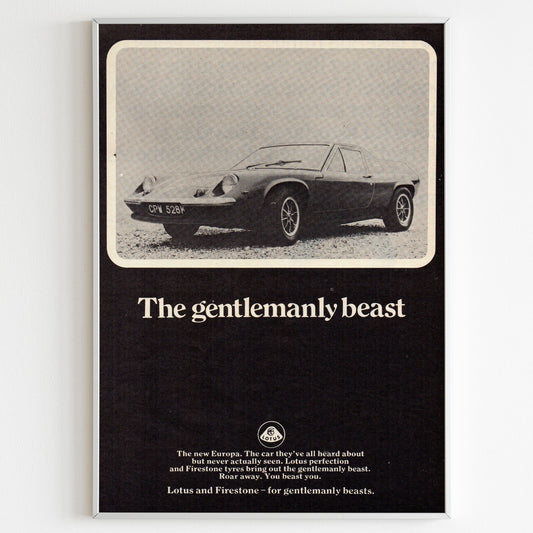 Lotus Advertising Poster, Sport Car 70s Style Print, Vintage Design, Racing Ad Wall Art, Magazine Retro Advertisement