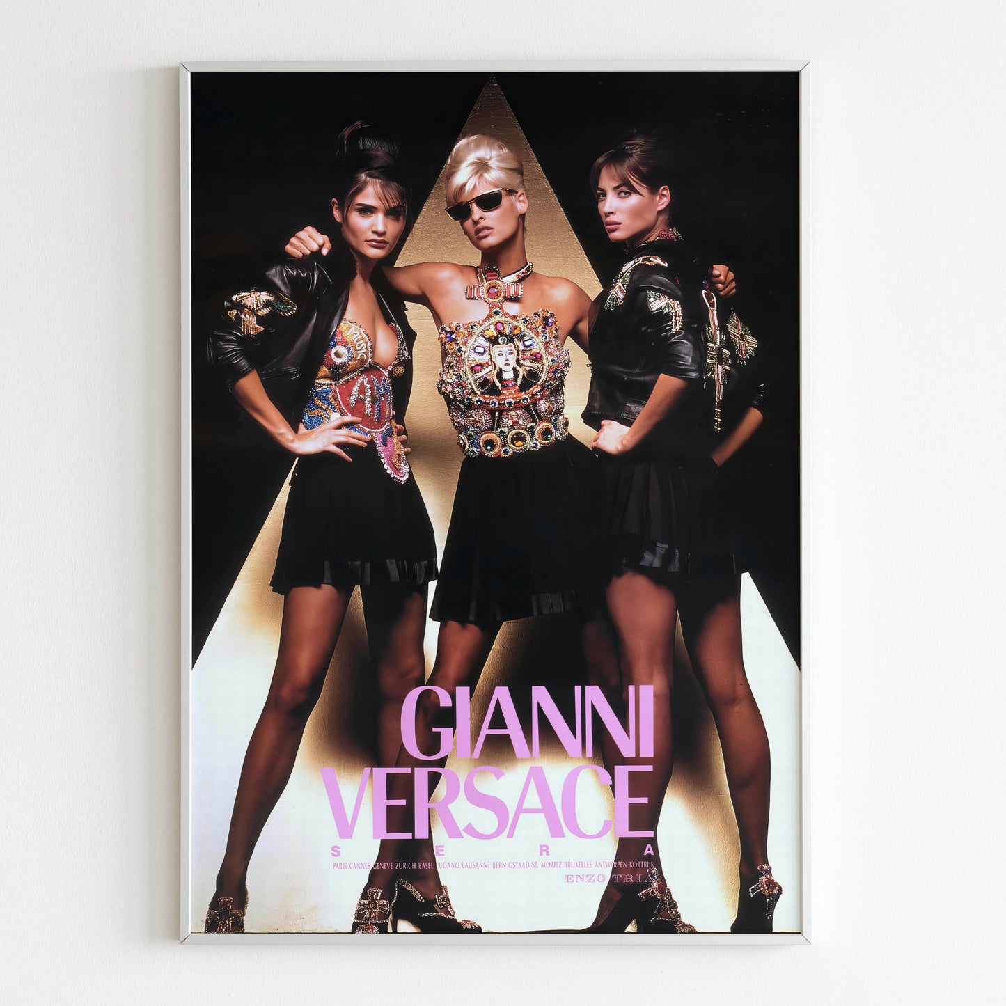 Gianni Versace Advertising Poster, 90's Style Print, Vintage Design Magazine, Ad Wall Art, Retro Advertisement, Luxury Fashion Poster Active Super Models