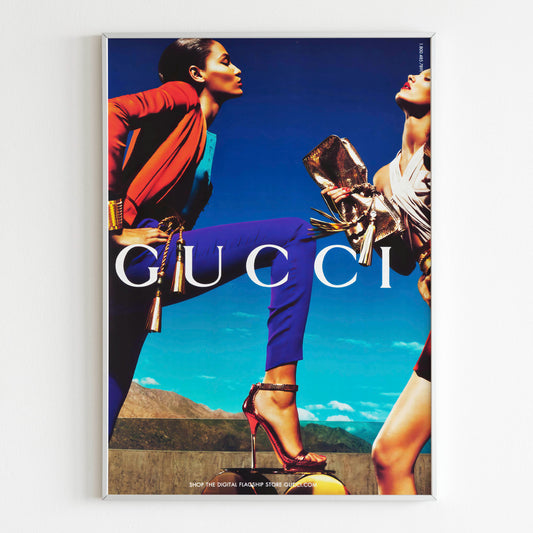 Gucci Advertising Poster, Vintage Design Magazine, 90's Style Print, Ad Wall Art, Ad Retro Advertisement, Luxury Fashion Poster