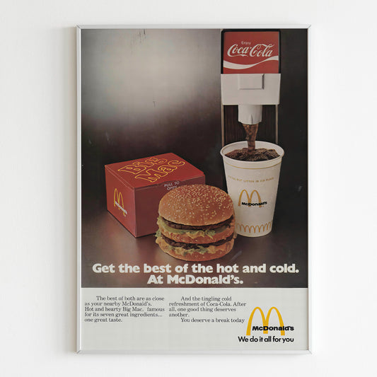 McDonald's Advertising Poster, 80s "Big Mac" Style Print, Vintage Fast Food Design Ad Wall Art, 1980 Magazine Advertisement