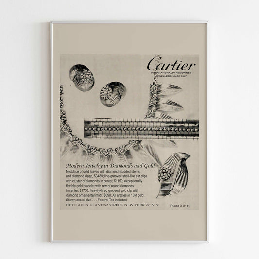 Cartier Advertising Poster, 70's Style Print, Ad Wall Art, Vintage Design Magazine, Ad Retro Advertisement, Luxury Fashion Poster Jewellry 