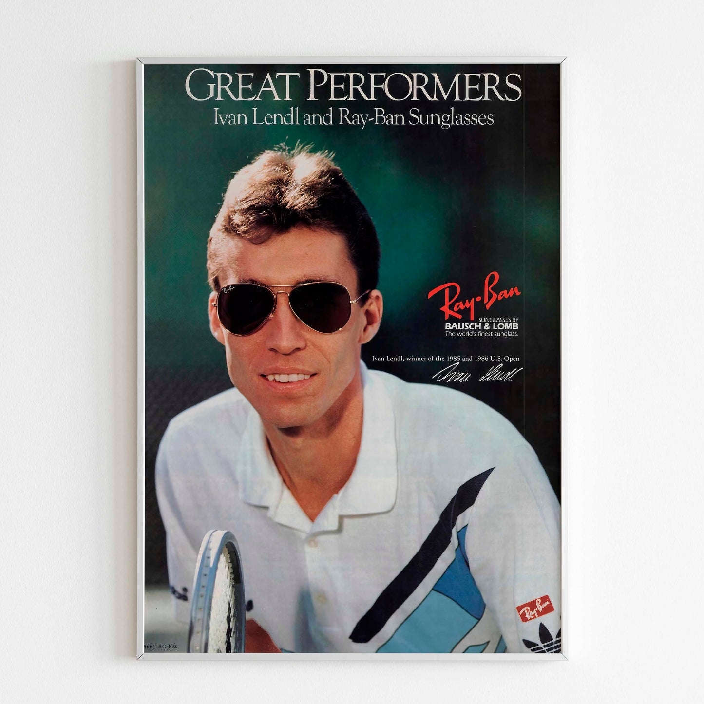 Ray Ban Ivan Lendl Poster Advertising, 80's Style Print, Ad Wall Art, Vintage Design Magazine, Ad Retro Advertisement, Sunglasses Poster Tennis