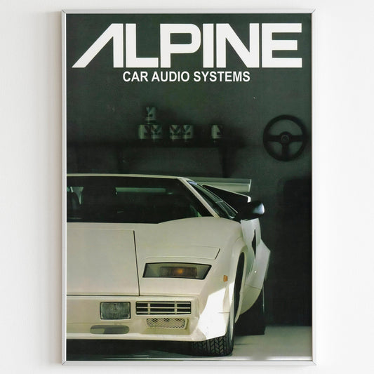 Alpine Sound System Advertising Poster, Racing 90s Style Print, Vintage Ad Wall Art, Magazine Retro Advertisement