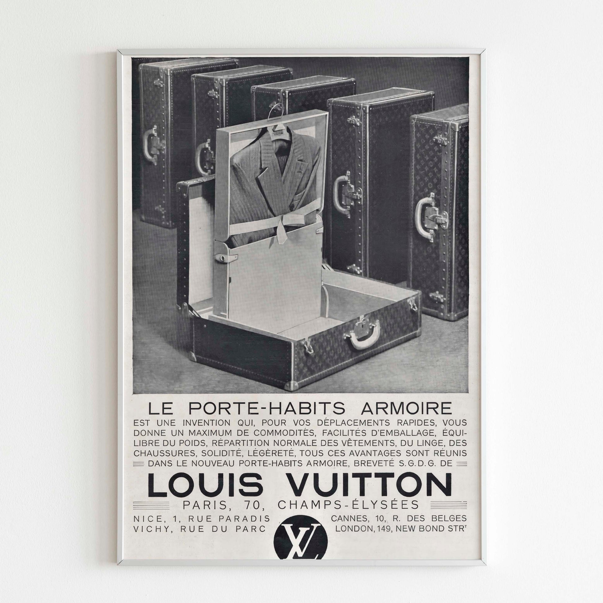 Louis Vuitton Advertising Poster, 30's Style Print, Ad Wall Art, Vintage Design Magazine, Luxury Fashion Poster, Travel Retro Advertisement