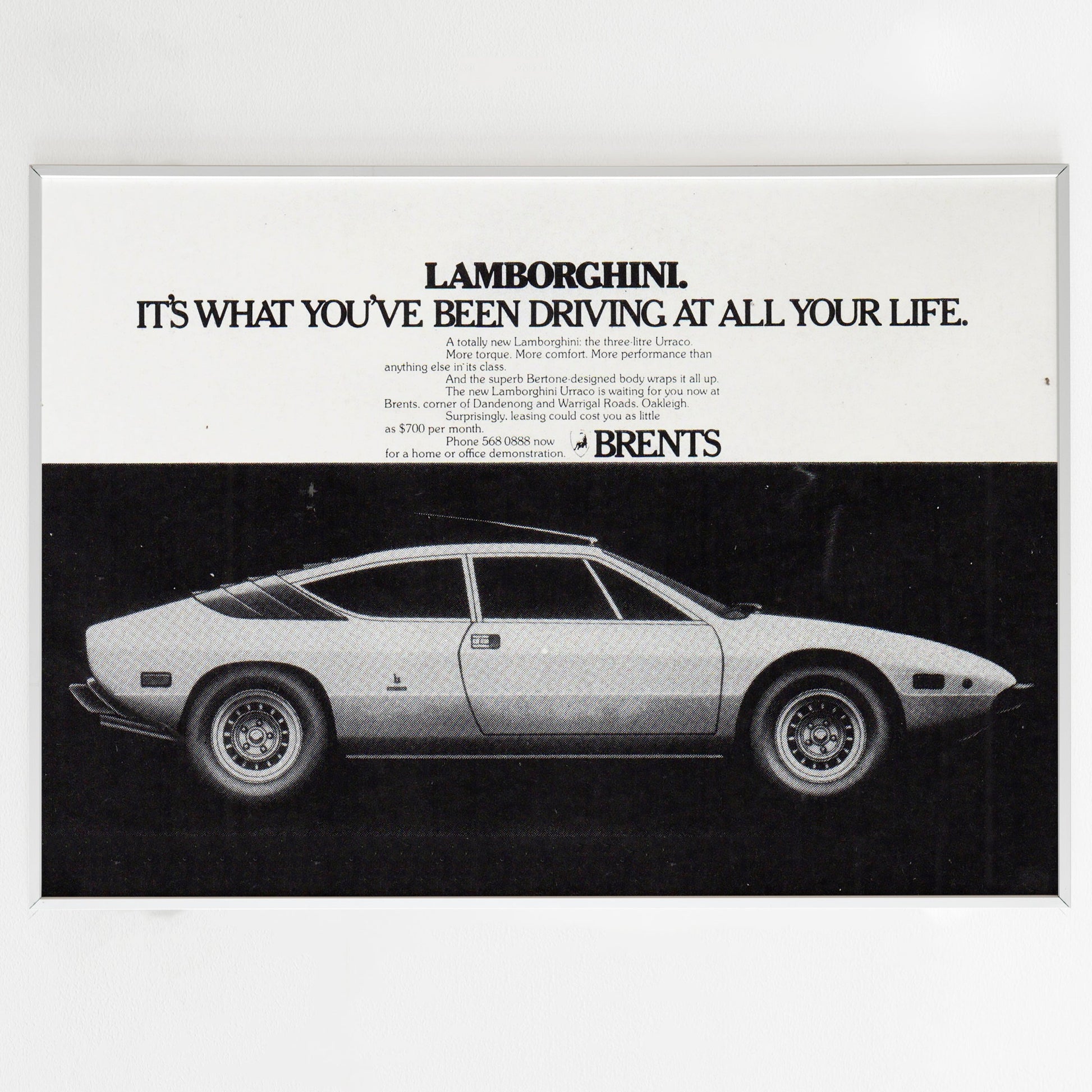 Lamborghini Advertising Poster, Sport Car 70s Style Print, Vintage