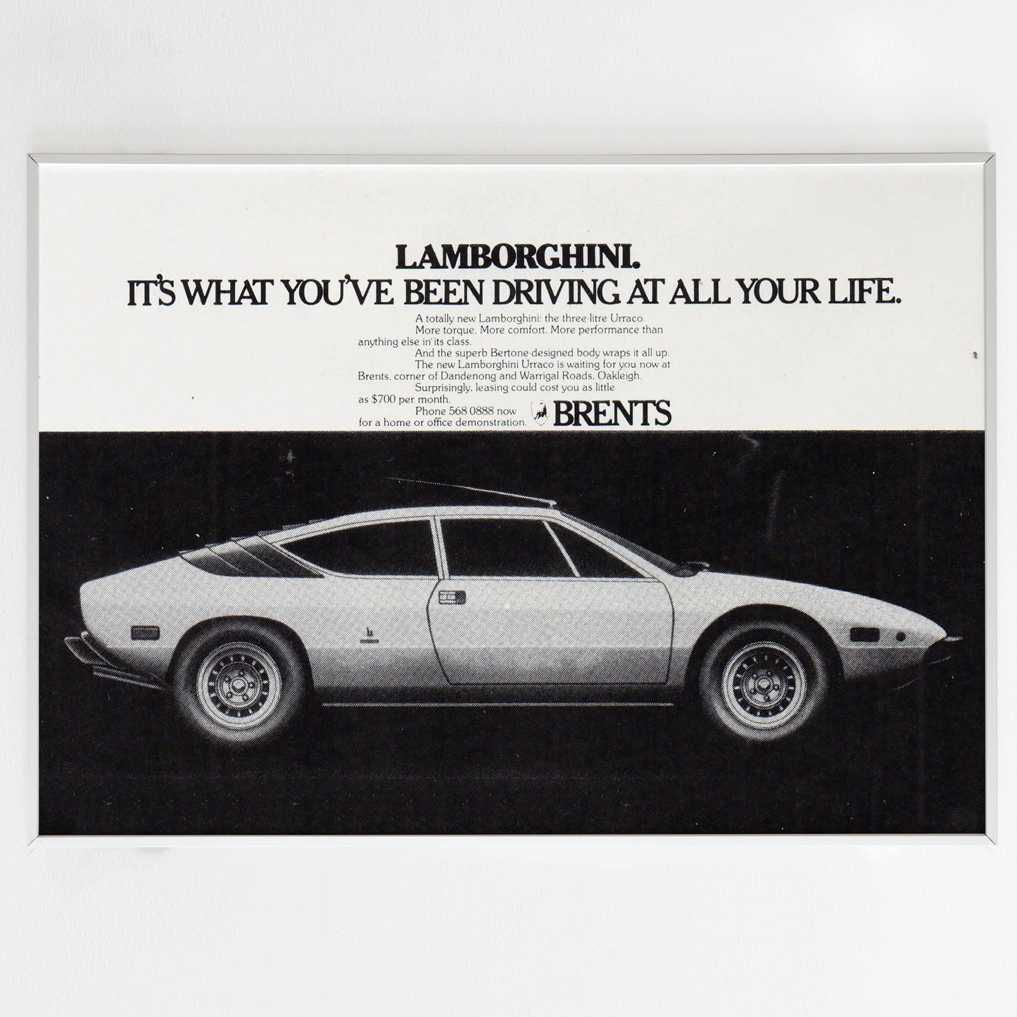 Lamborghini Advertising Poster, Sport Car 70s Style Print, Vintage Design, Racing Ad Wall Art, Magazine Retro Advertisement