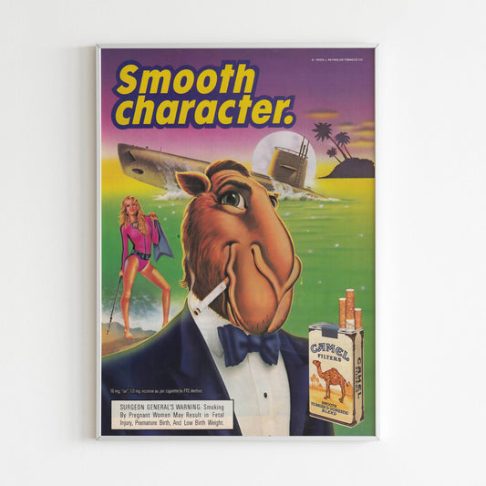 Camel Joe Advertising Poster, Cigarettes 1989 Ad Wall Art, Vintage Design Advertisement, 80s Style Print, Retro Magazine Poster
