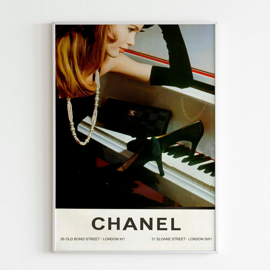 Chanel Advertising Poster, 90's Style Print, Ad Wall Art, Vintage Design Magazine, Luxury Fashion Ads Poster, London Shops