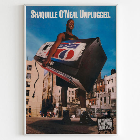 Pepsi Shaquille O'Neal Unplugged Advertising Poster, Pepsi Generation 90s Style USA Print, Vintage Ad Wall Art, Magazine Retro Advertisement