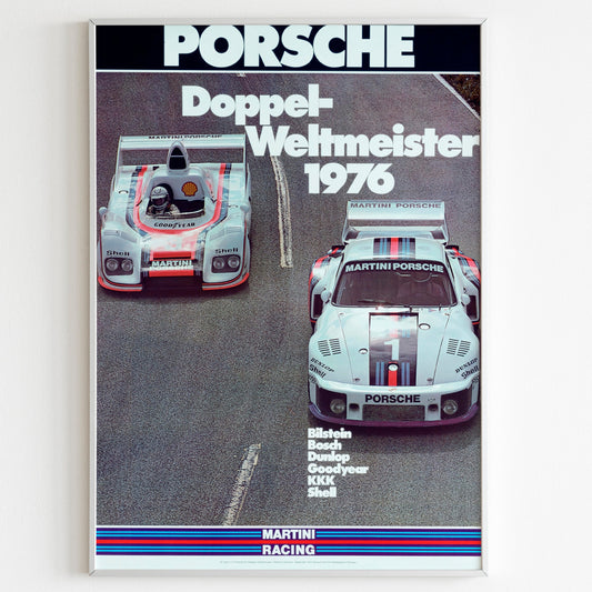 Porsche Martini Racing Double World Champions Magazine Poster, 90s Style Print Advertisement, Racing Ad Wall Art, Vintage Retro Advertising