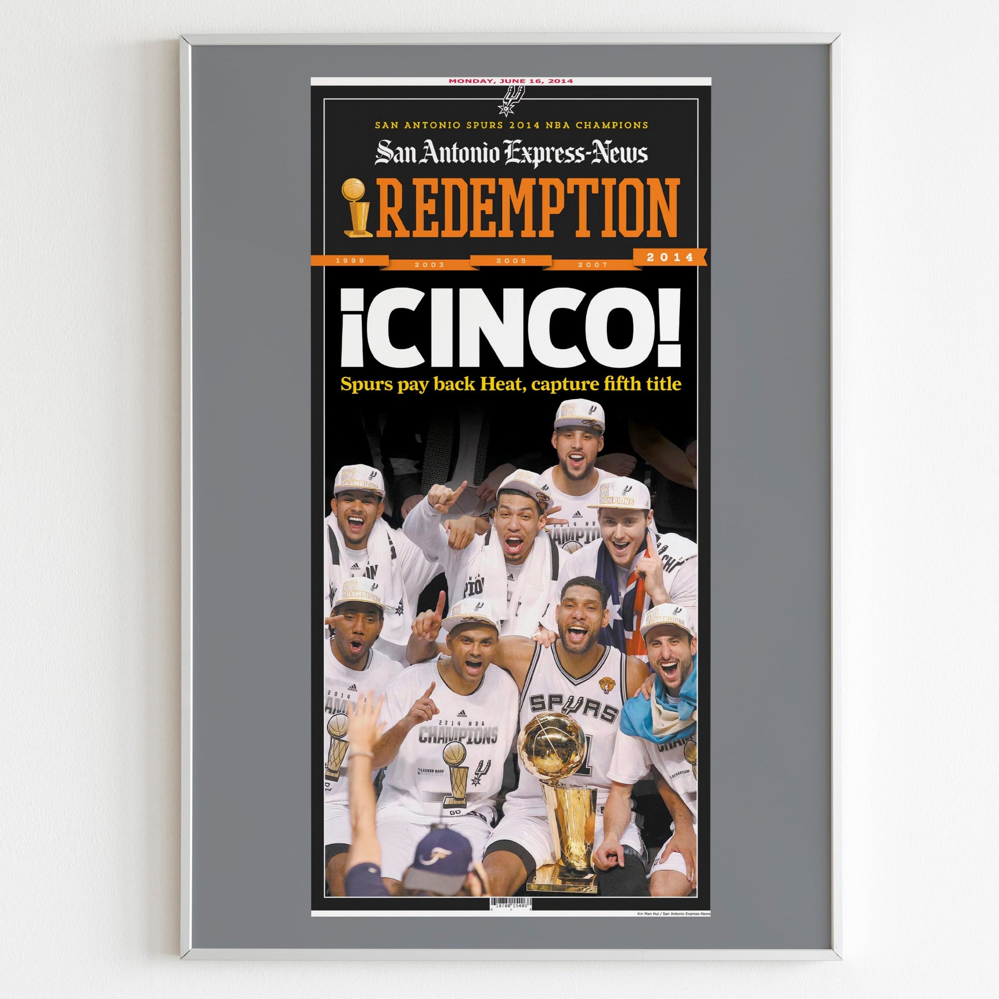 San Antonio Spurs 2014 NBA Champions Front Cover San Antonio Express-News Newspaper Poster, Basketball Print, Magazine Front Page