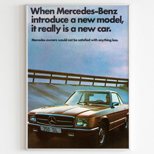 Mercedes-Benz Advertising Poster, 80s Style Print, Vintage S Class Design Poster, Racing Ad Wall Art, Magazine Retro Advertisement