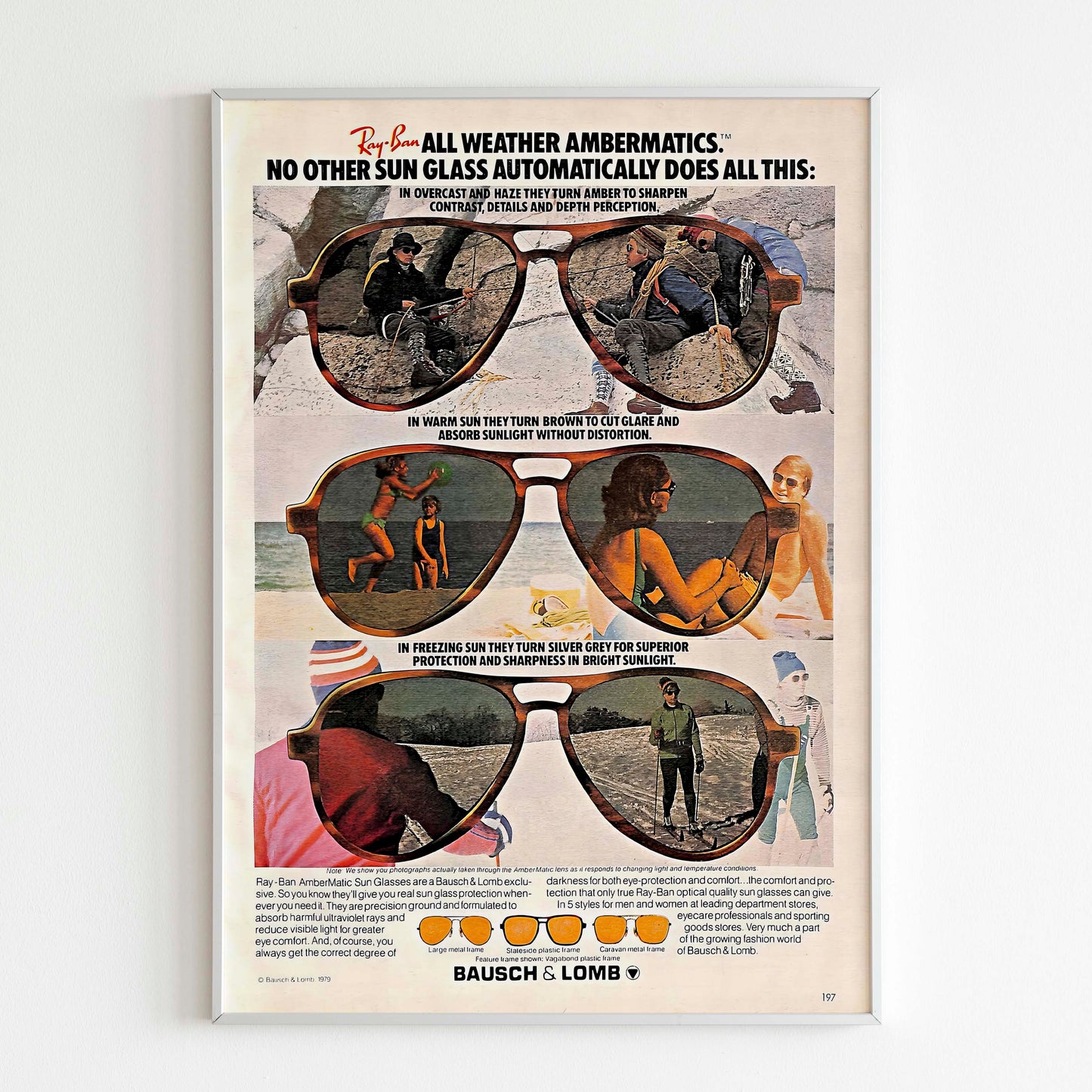 Ray Ban 1979 Advertising Poster, 70's Style Print, Ad Wall Art, Vintage Design Magazine, Ad Retro Advertisement, Sunglasses Poster