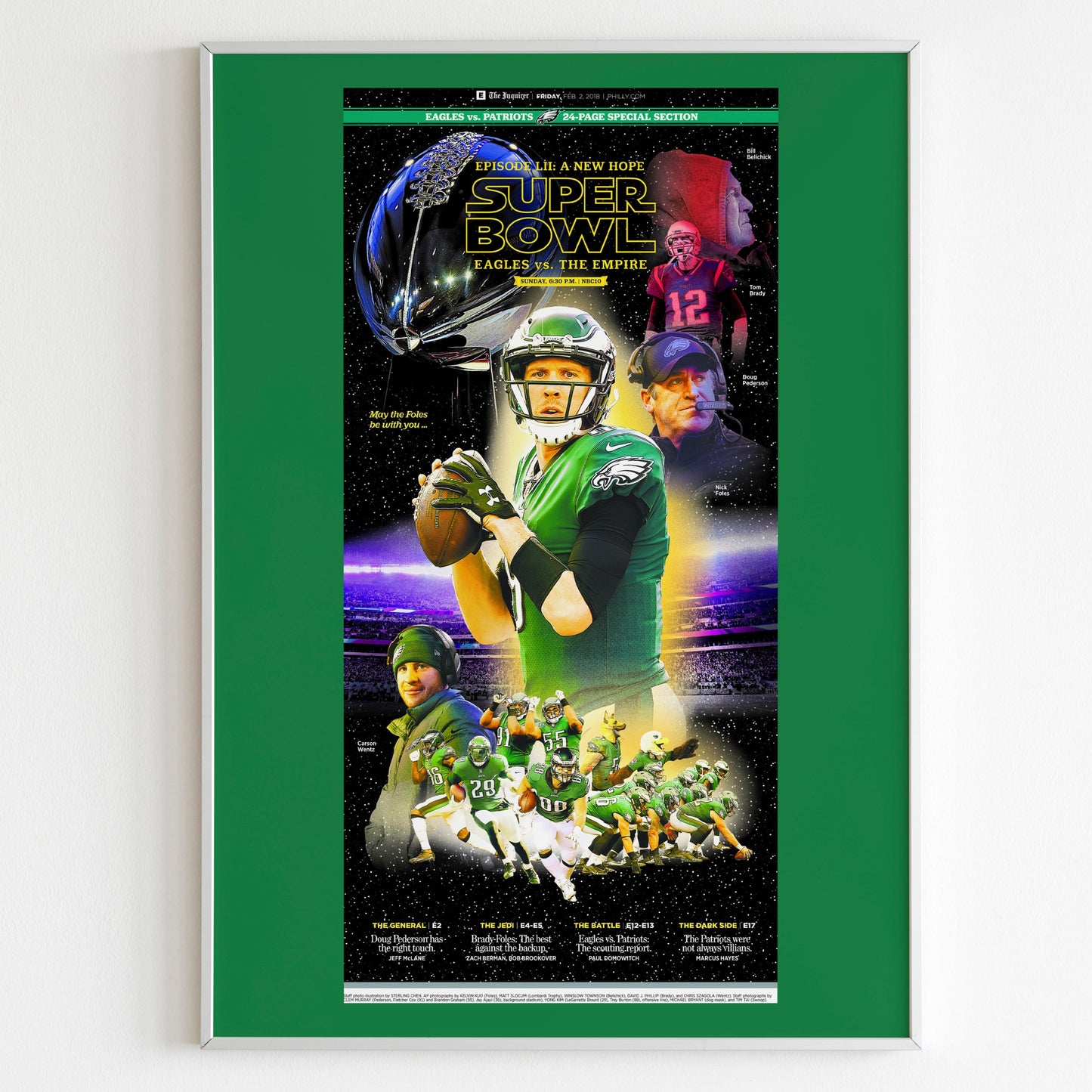 Philadelphia Eagles 2018 Super Bowl NFL Champions Front Cover The Philadelphia Inquirer Newspaper Poster, Football Team Star Wars Print