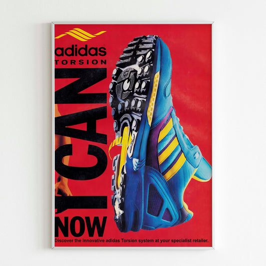 Adidas ZX8 Torsion "I Want I Can" 1989 Advertising Poster, 80s Style Shoes Print, Vintage Running Ad Wall Art, Magazine Retro Advertisement