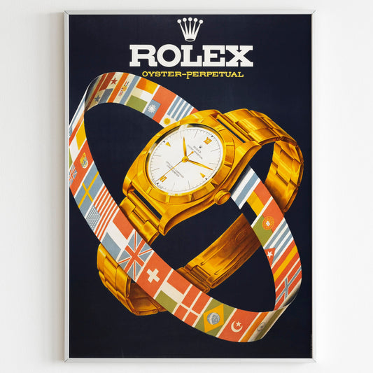 Rolex Oyster Perpetual Watch Advertising Poster, 80's Style Print, Vintage Design Magazine, Ad Wall Art, Ad Retro Advertisement