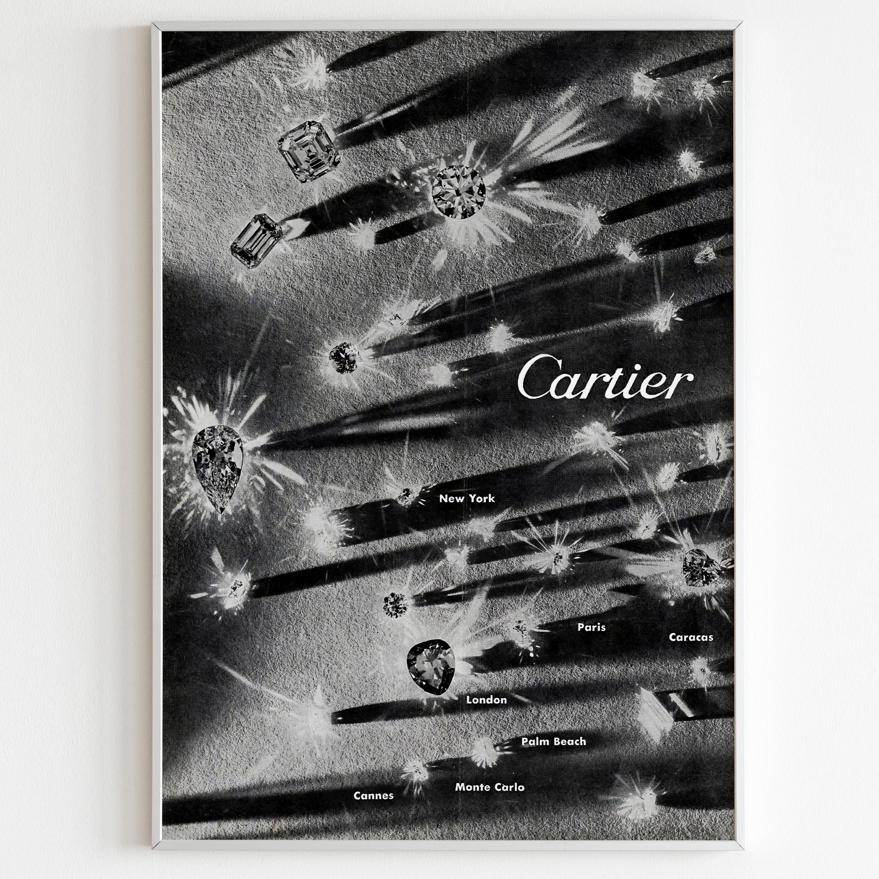 Cartier Add Cartier Advertising Poster, 40's Diamonds Style Print, Vintage Design ...