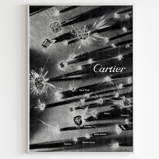 Cartier Advertising Poster, 40's Diamonds Style Print, Vintage Design Magazine, Ad Wall Art, Ad Retro Advertisement, Luxury Fashion Poster