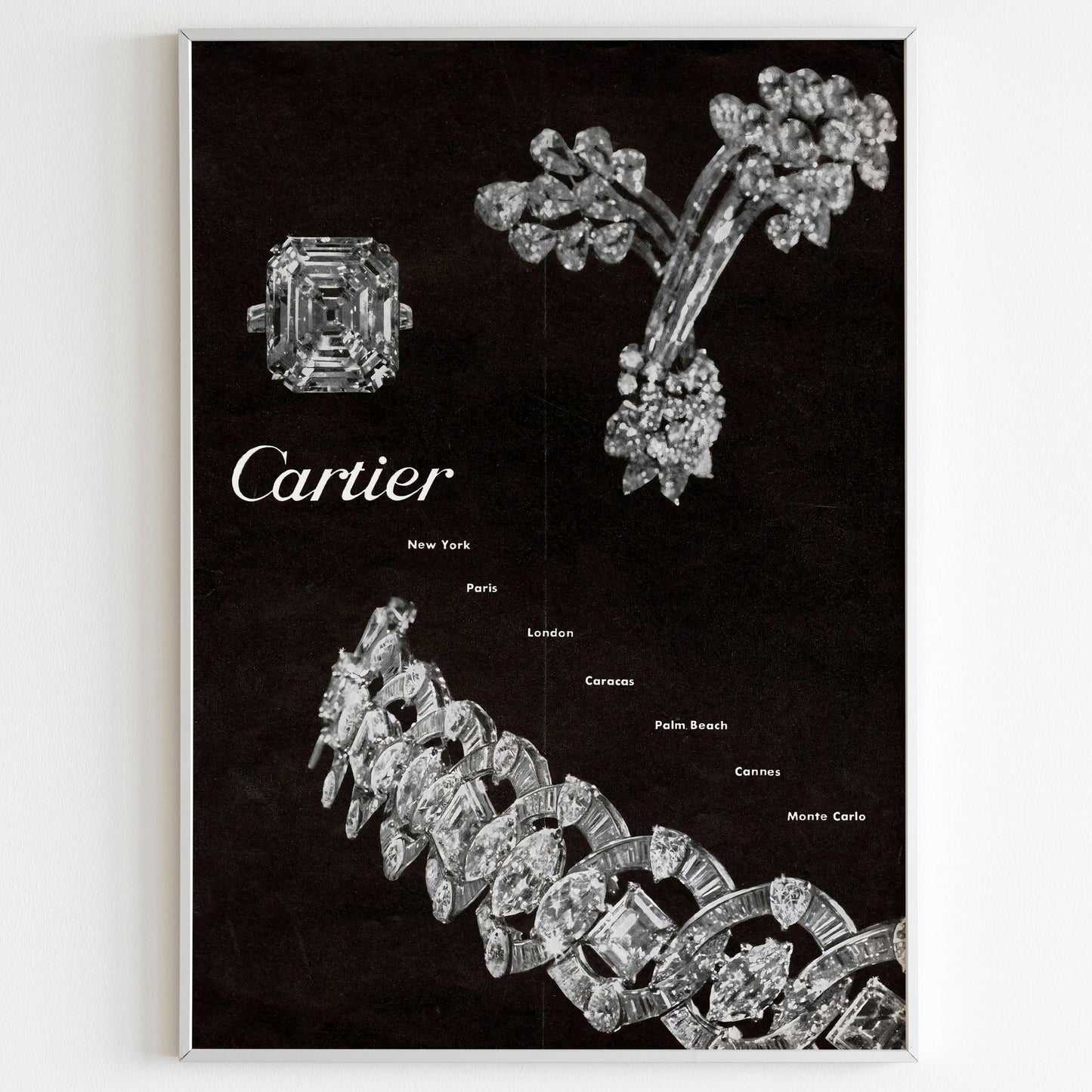 Cartier Advertising Poster, 70's Diamonds Style Print, Ad Wall Art, Vintage Design Magazine, Ad Retro Advertisement, Luxury Fashion Poster