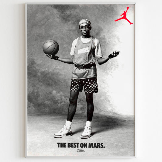 Nike Spike Lee "Best On Mars" Advertising Poster, Brooklyn Air Jordan 90s Style USA Print, Vintage Ad Wall Art, Magazine Retro Advertisement