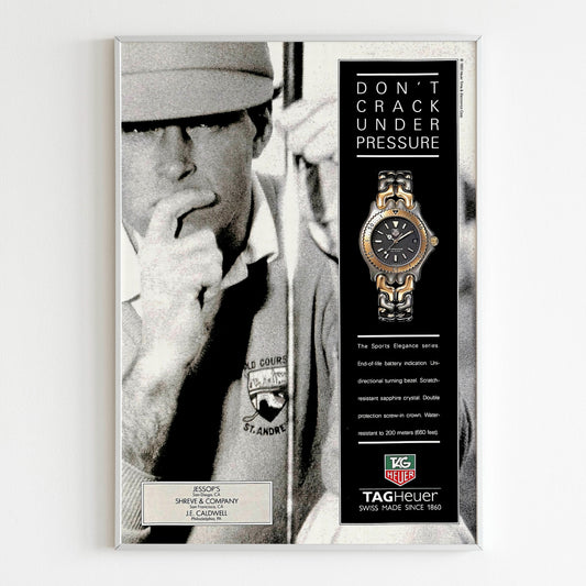 TAG Heuer Watch Advertising Poster, Vintage Design Magazine, 80's Style Print, Ad Wall Art, Ad Retro Advertisement