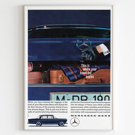 Mercedes-Benz Advertising Poster, 70s Style Print, Vintage Design Poster, Racing Ad Wall Art, Magazine Retro Advertisement