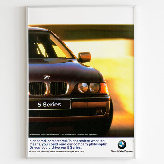 BMW Advertising Poster, Racing Ad Wall Art, 90s BMW M-Style Print, Vintage Journal Design, Magazine Retro Advertisement