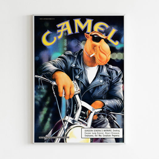 Camel Joe Biker Advertising Poster, Cigarettes 1991 Ad Wall Art, Vintage Design Advertisement, 90s Style Print, Retro Magazine Poster