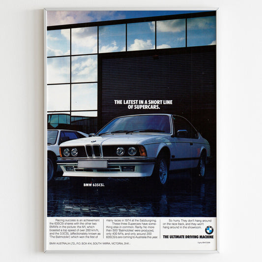 BMW Advertising Poster, 90s BMW M-Style Print, Vintage Journal Design, Racing Ad Wall Art, Magazine Retro Advertisement