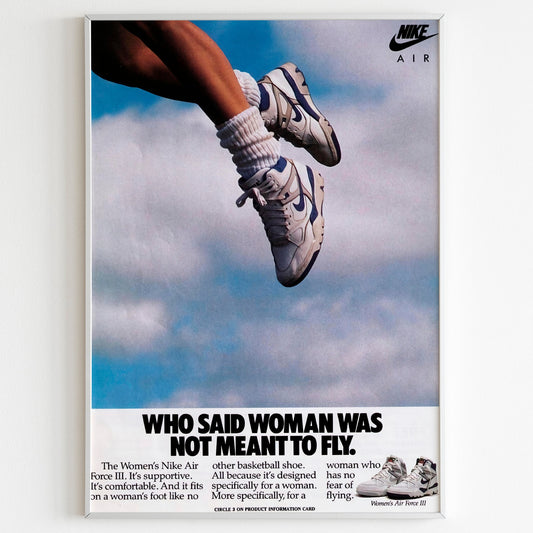 Nike Air Force III Advertising Poster, 90s Style Shoes Print, Vintage Ad Wall Art, Magazine Retro Advertisement