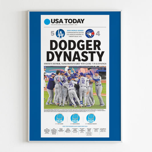 Los Angeles Dodgers 2025 World Series MLB Champions Front Cover USA Today Newspaper Poster