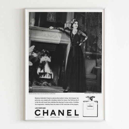 Chanel No 5 Perfume Advertising Poster, 60's Style Print, Ad Wall Art, Madame Gabrielle Chanel Vintage Magazine, Luxury Fashion Ads Poster