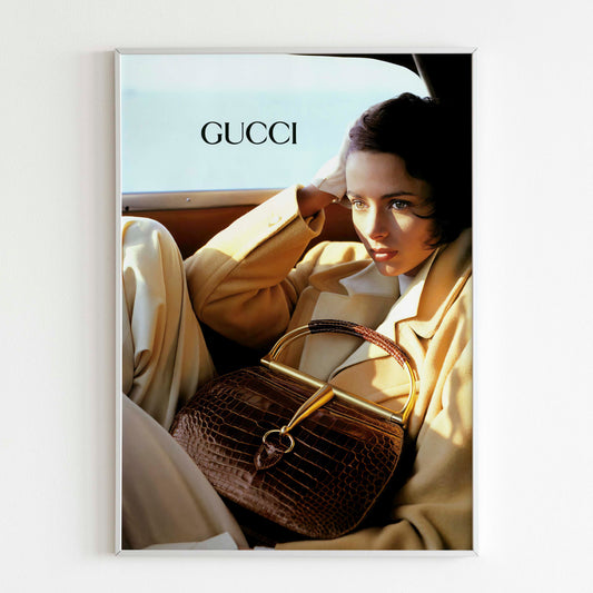 Gucci Advertising Poster, 90's Style Print, Ad Wall Art, Vintage Design Magazine, Luxury Fashion Ads Poster, Face Powder Advertisement