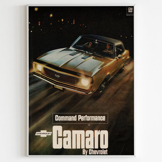 Chevrolet Camaro Advertising Poster, Muscle Car 80s Style Print, Vintage Design, Racing Ad Wall Art, Magazine Retro Advertisement