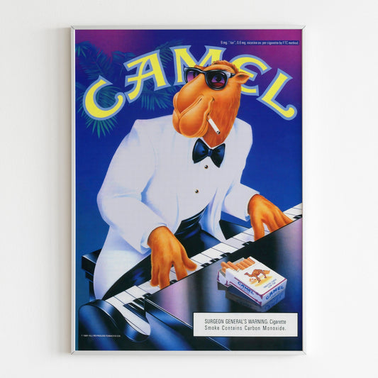 Camel Joe Piano Advertising Poster, Cigarettes 1994 Ad Wall Art, Vintage Design Advertisement, 90s Style Print, Retro Magazine Smokin Racing